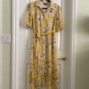 Banana Republic Factory Yellow Floral High Low Dress